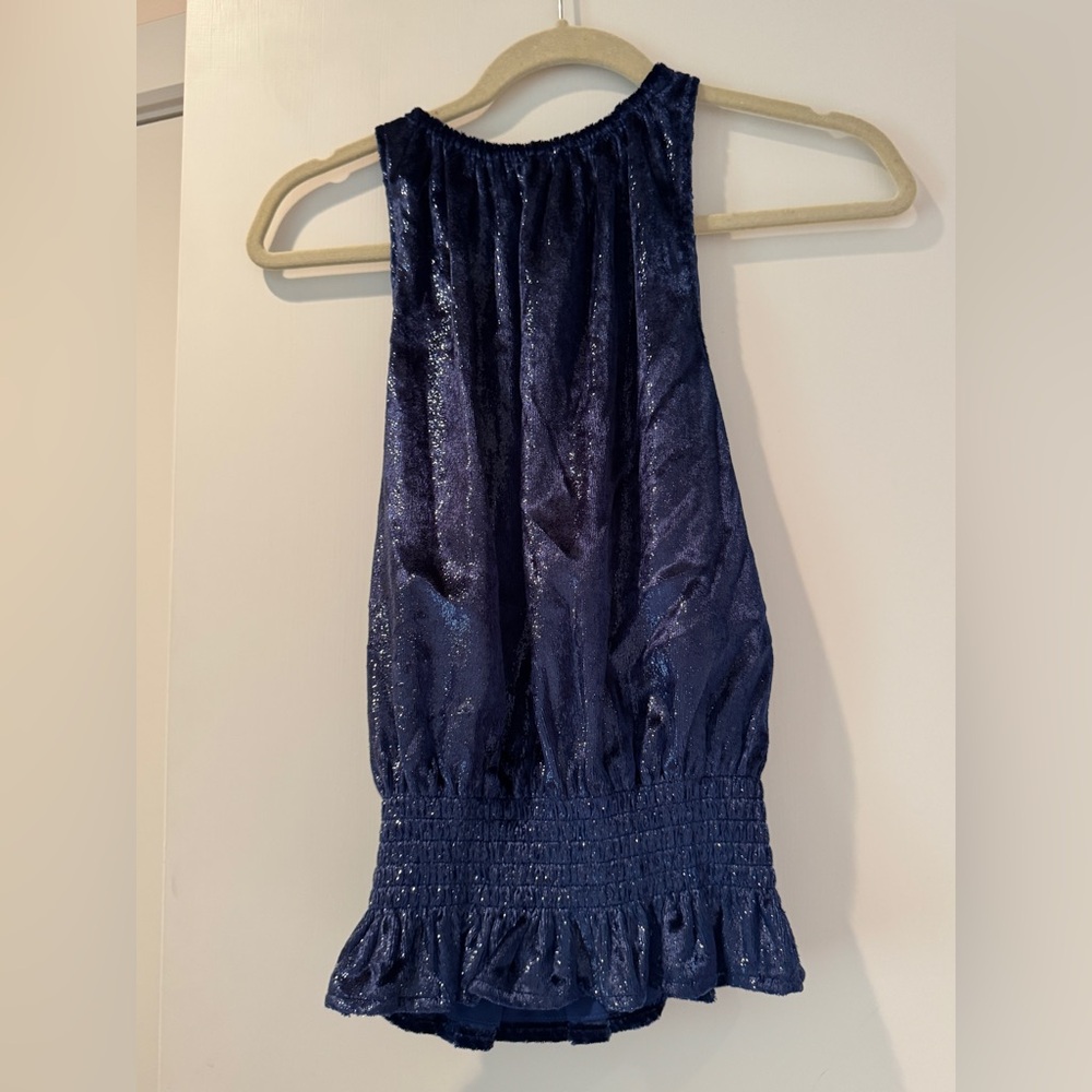 Ramy Brook Shimmering Midnight Blue Blouse